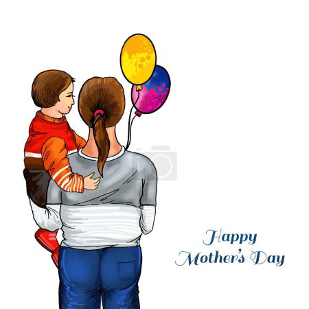 Ilustración de Hermoso día de las madres para la mujer y el niño tarjeta de amor fondo - Imagen libre de derechos