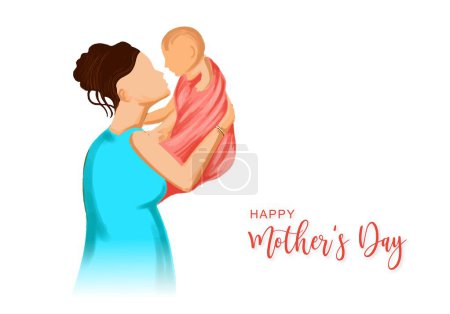 Ilustración de Mano dibujar feliz madres día mamá y niño amor tarjeta fondo - Imagen libre de derechos