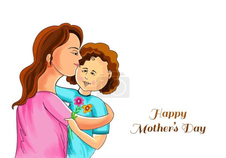 Happy mothers day for woman and child love card background