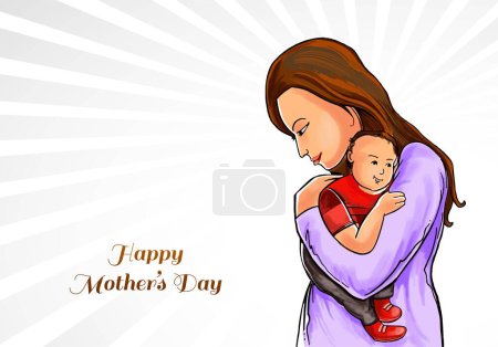 Ilustración de Feliz madre día tarjeta con mamá y niño relación fondo - Imagen libre de derechos