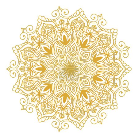 Téléchargez les illustrations : Mandala décoratif doré sur fond blanc - en licence libre de droit