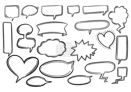 Modern hand drawn sketch speech bubble set design