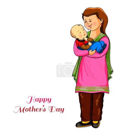 Ilustración de Feliz madre día mamá y niño amor tarjeta fondo - Imagen libre de derechos
