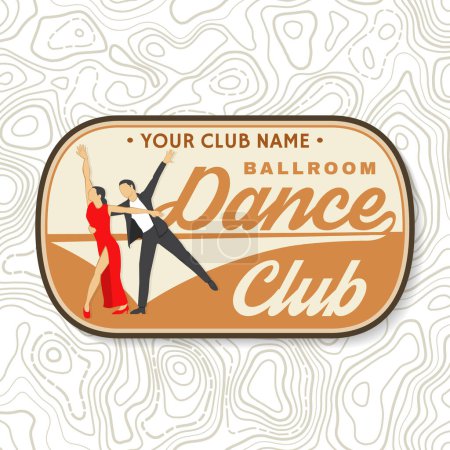 Illustration for Ballroom dance sport club badges Logo Patch. Concept for shirt or logo, print, stamp or tee. Dance sport sticker with man and woman silhouette. Vector. Tango, waltz, couples dancing ballroom style - Royalty Free Image