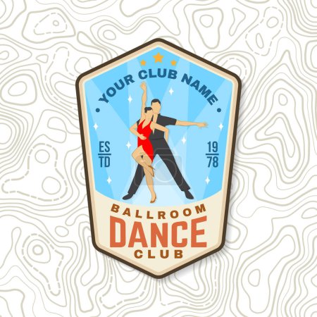 Illustration for Ballroom dance sport club badges Logo Patch. Concept for shirt or logo, print, stamp or tee. Dancesport sticker with dancing man and woman silhouette. Vector illustration - Royalty Free Image