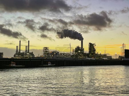 Foto de Rotterdam, Netherlands - November 22 2021 : a plant that is part of the petrochemical industry, a food producing factory - Imagen libre de derechos