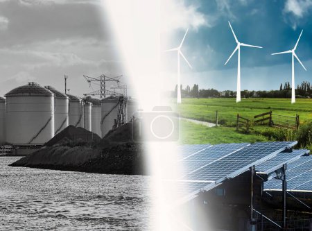 Foto de .transición energética de los combustibles fósiles a la energía verde. - Imagen libre de derechos