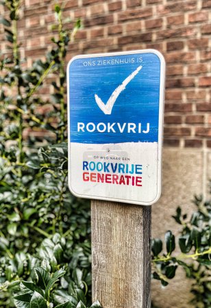 Photo for Rotterdam, Netherlands - January 11 2022: a sign on the street is indicating that people are in a smoke free zone, part of the smoke free generation initiative - Royalty Free Image