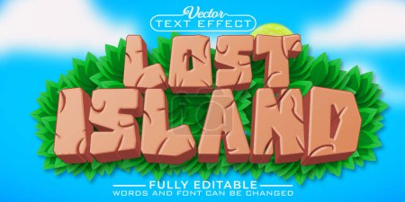 Illustration for Cartoon Lost Island Vector Editable Text Effect Template - Royalty Free Image