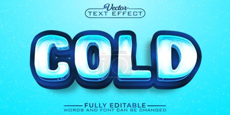 Illustration for Cartoon Blue Iced Vector Editable Text Effect Template - Royalty Free Image