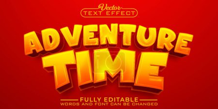 Illustration for Cartoon Adventure Time Vector Editable Text Effect Template - Royalty Free Image