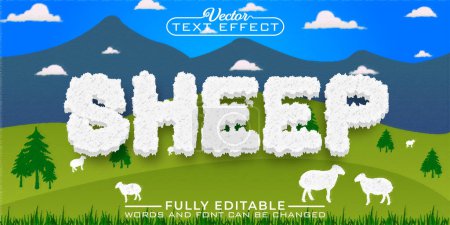 Ilustración de Plantilla de efecto de texto editable vector de piel de oveja blanca - Imagen libre de derechos