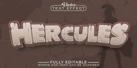 Plantilla de efecto de texto editable vectorial Hércules marrón de dibujos animados