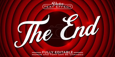 Illustration for Retro Cinema Movie The End Vector Editable Text Effect Template - Royalty Free Image