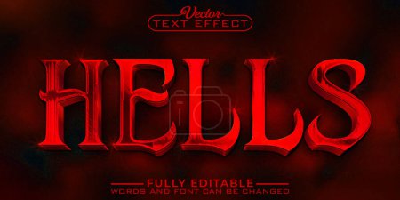 Illustration for Red Horror Devil Hells Vector Editable Text Effect Template - Royalty Free Image
