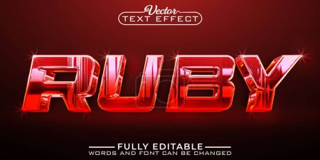 Shiny Red Ruby Vector Editable Text Effect Template