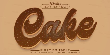 Téléchargez les illustrations : Sweet Chocolate Sauce Cake Vector Editable Text Effect Template - en licence libre de droit
