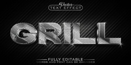 Illustration for Metallic Grill Vector Editable Text Effect Template - Royalty Free Image