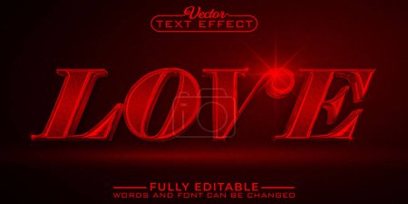 Téléchargez les illustrations : Shiny Roses Red Love Vector Editable Text Effect Template - en licence libre de droit