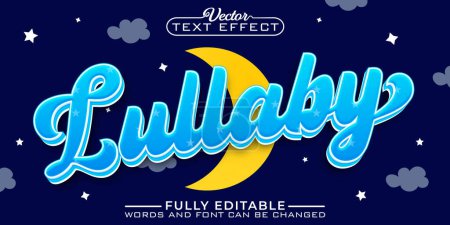 Illustration for Cartoon Blue Lullaby Vector Editable Text Effect Template - Royalty Free Image