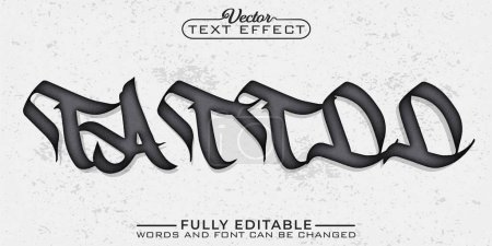 Illustration for Tattoo Sketch Vector Editable Text Effect Template - Royalty Free Image
