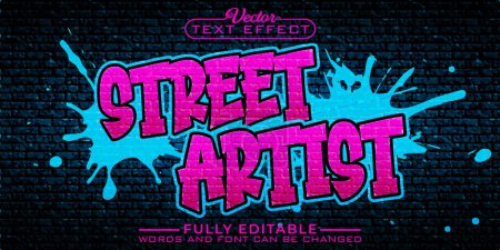 Illustration for Grafitti Street Artist Vector Editable Text Effect Template - Royalty Free Image