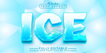 Illustration for Cartoon Cold Ice Vector Editable Text Effect Template - Royalty Free Image