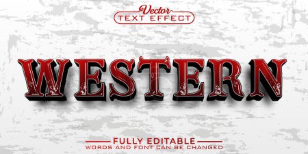 Red Cowboy Western Vector Editierbare Texteffekt-Vorlage