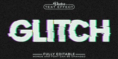 TV Glitch Vector Editable Text Effect Template