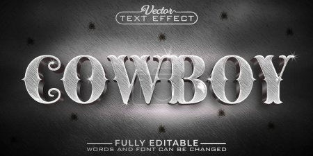 Silver Worn Cowboy Vector Editierbare Texteffekt-Vorlage
