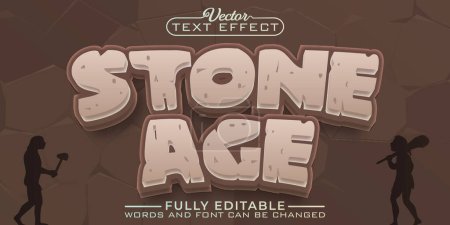 Ilustración de Cartoon Stone Age Vector Editable Text Effect Template - Imagen libre de derechos