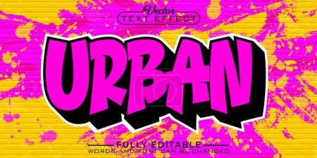Illustration for Cartoon Graffiti Urban Vector Editable Text Effect Template - Royalty Free Image