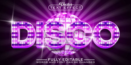 Ilustración de Bola de espejo brillante púrpura Disco Vector Editable efecto de texto Templ - Imagen libre de derechos