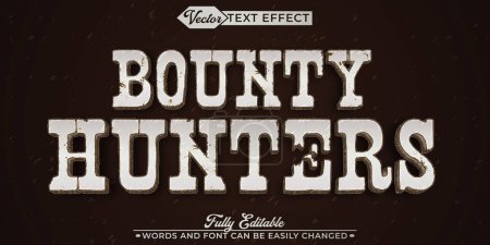 Illustration for Bounty Hunters Vector Editable Text Effect Template - Royalty Free Image