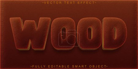 Illustration for Brown Wood Vector Fully Editable Smart Object Text Effect - Royalty Free Image