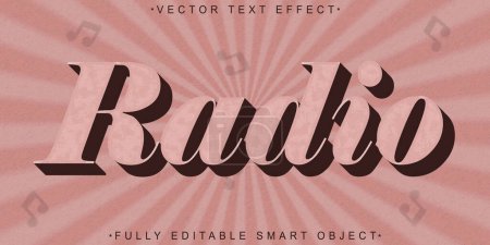 Illustration for Retro Radio Vector Fully Editable Smart Object Text Effect - Royalty Free Image