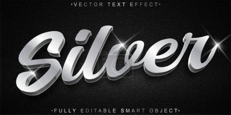 Illustration for Gray Shiny Silver Vector Fully Editable Smart Object Text Effect - Royalty Free Image