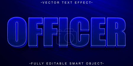 Illustration for Blue Officer Vector Fully Editable Smart Object Text Effect - Royalty Free Image