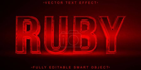 Vector rojo de lujo brillante rubí Texto de objeto inteligente totalmente editable Ef