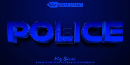 Illustration for Blue Police Cops Vector Editable Text Effect Template - Royalty Free Image