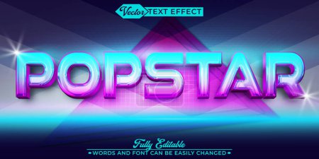 Modèle d'effet de texte modifiable Popstar Vector rétro