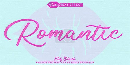 Téléchargez les illustrations : Modèle d'effet de texte modifiable de vecteur d'amour romantique rose - en licence libre de droit