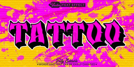 Illustration for Graffiti Pink Tattoo Vector Editable Text Effect Template - Royalty Free Image