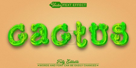 Cute Cactus Vector Editierbare Texteffekt-Vorlage