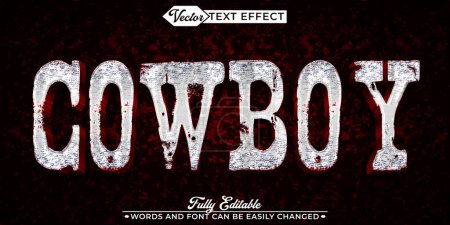 Silber Red Worn Cowboy Vector Editierbare Texteffekt-Vorlage
