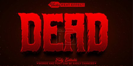 Red Horror Dead Vector plantilla de efecto de texto editable