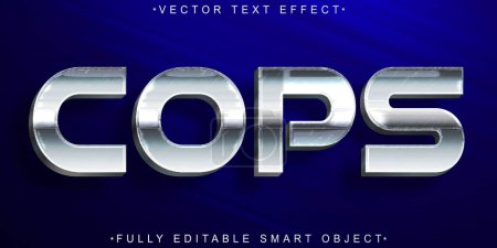 Silver Cops Vector Effet de texte d'objet intelligent entièrement modifiable