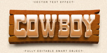 Vector vaquero occidental de la historieta Texto de objeto inteligente totalmente editable E