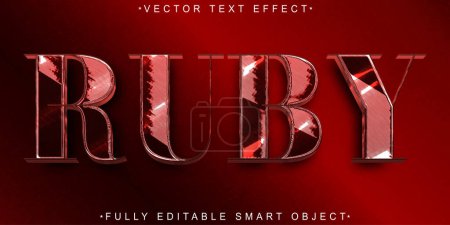 Vecteur de rubis brillant de luxe rouge Entièrement modifiable Smart Object Text Ef