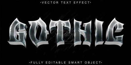 Silver Horror Gótico Vector Totalmente Editable Objeto Inteligente Texto Eff